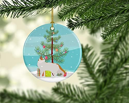 אוצרות קרוליין CK4560CO1 ערבי מאו חתול קישוט קרמיקה לחג המולד שמח, קישוטים לעץ חג המולד, קישוט תלוי לחג המולד, חג, מסיבה, מתנה,
