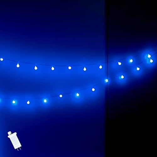 LED GLOBE מיתרים אורות כחולים, 100 אורות גלובוס כחולים תקע חוט, אור מיתר אטום למים לפנים ובחוץ, אידיאלי לעיצוב חדרים, מסיבה, מרפסת, חג המולד, מיתר הניתן להרחבה עם טיימר עם טיימר