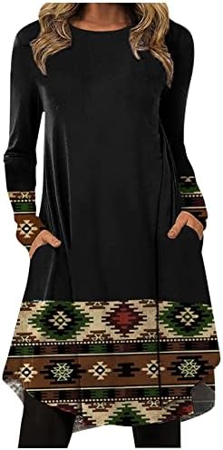 אופנת נשים פרגנית מזדפנת סוודר צוואר עגול שמלת שרוול ארוך רופף