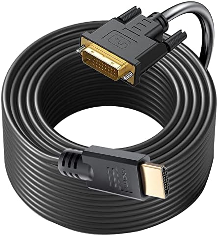 יוטיון HDMI לכבל DVI 50ft, מתאם דו כיווני מהיר גבוה זכר לזכר DVI-D 24+1, 1080p, תואם ל- Raspberry Pi, Roku, Xbox One, PS5/PS4/PS3, כרטיס גרפיקה גרפיקה