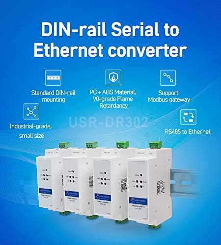 Lubeby Smart Din Rail RS485 לממירי Ethernet Compact Ethernet Servers Serial USR-DR302 X 1 SET