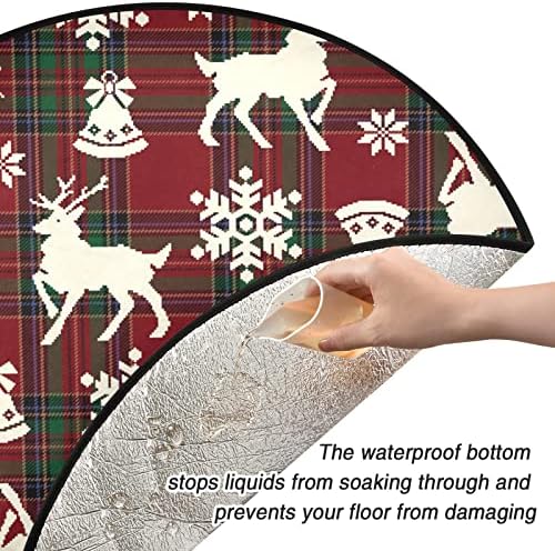 Mnsruu חצאית עץ חג המולד מחצלת עץ עץ אטום למים להגנה על רצפה, אייל פתיתי שלג על קישוטים באפלו, 28.3 אינץ '