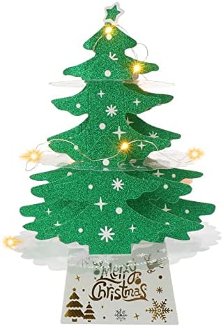קיסנגל אור מיני מתנה D קישוט קישוט נורית דקורטיביות: קישוטים מתנות חג המולד ירוק כלפי מעלה עם מלאכות מלאכותיות זוהר עץ בסיס לחג עץ למסיבות שולחן עבודה שולחן עבודה חורף חורף