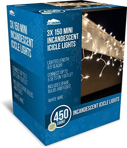 ג ' וידומי 3 חבילות של 150 אורות קרחונים ליבון לחג המולד לקישוטים פנימיים וחיצוניים, אירועי חג המולד, עיצוב ערב חג המולד, עץ חג המולד, מרזבים