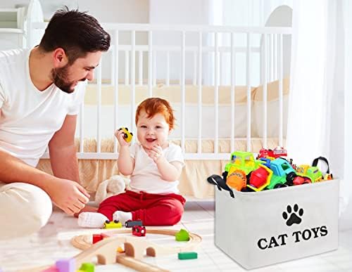 הייאגון חתול צעצוע סל בד חתול צעצוע אחסון סל אחסון קופסות, מתקפל אחסון סל עבור צעצועים לחיות מחמד, שמיכות, רצועות, ללעוס צעצועים, חיתולים