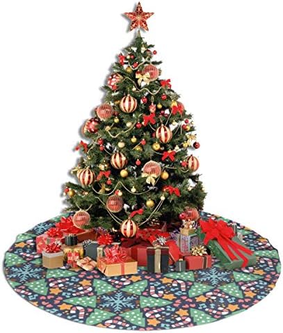 דפוסי LVESHOP פריטי חג המולד חצאית עץ חג המולד עגול יוקרה עגול מקורה מחצלת חוץ כפרי קישוטי חג עץ חג המולד （30 /36 /48 שלושה גדלים Å