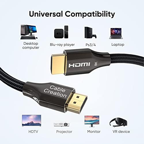 צרור-2 פריטים: כבל HDCP HDCP כבל 3ft 8k 60Hz+cablecoming 5-in-1 USB-C Dock Mackbook Multiport Multipter עם HDMI, 3 יציאות USB 3.0, 100W משלוח חשמל