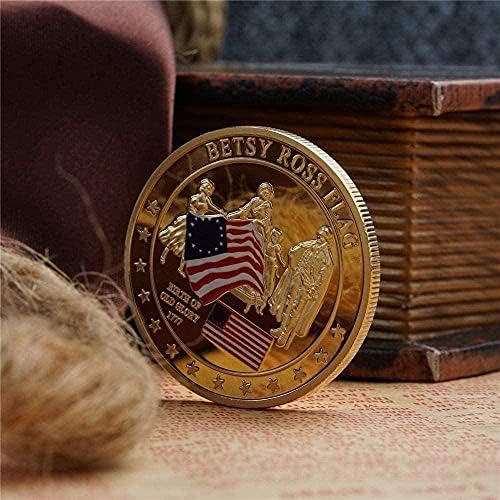 אתגר מטבע אמריקאי בטסי רוס תפור כוכבים ופסים מטבעות זיכרון כוכבים אמריקאים ופסים סיפורים היסטוריה