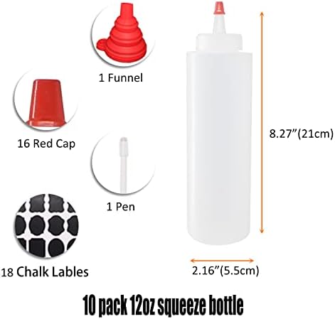 בלינלן 10 חבילה 12 - אונקיה פלסטיק לסחוט להשפריץ בקבוקי תבלין עם אדום טיפ כובעי-טוב עבור תבלינים, שמן, הדובדבן, אמנות, אמנות, דבק, רב תכליתי