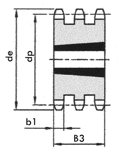 3062-19.2012 אמטרית עם מנעול מתחדד מטרי 2012 סבבת מטרי משופעת, לשרשרת רולר 12 ב-3, 19 שיניים, קוטר חיצוני 123.9 מ מ, ללא רכזת, רוחב 49.8 מ מ, חומר ג1045 פלדה, 7/16 על 14