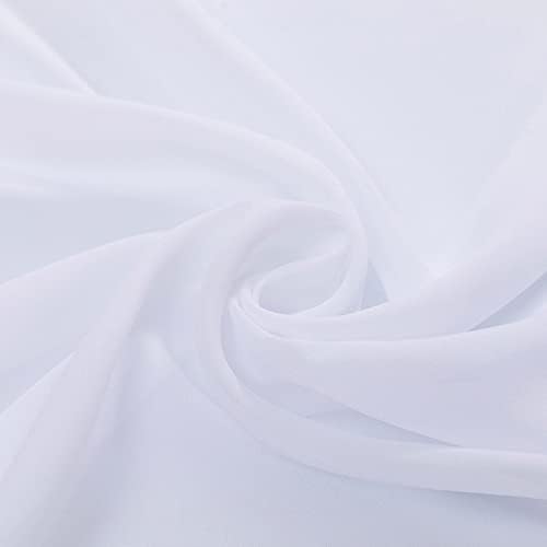 Daesar Sheer וילונות Voile 2 לוחות, וילונות חדר שינה פוליאסטר לבן לבן שקוף בצבע מוצק טיפול בחלון סלון 54 W x 63 L