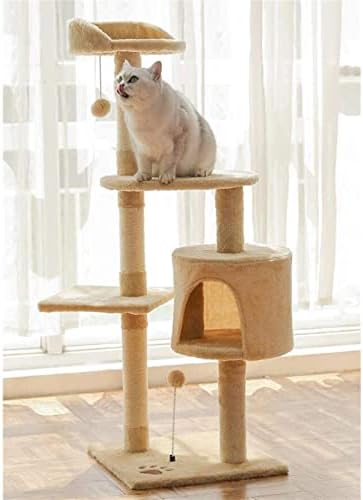 עץ חתול LJJSMG, מגדל חתולים יוקרתי 116 סמ עם עמדות שריטות מכוסות סיסל עם צעצוע של כדורים משתלשלים, ריהוט מגדל חתולים בית משחק, מוצרי סגנון חיים לחיות מחמד