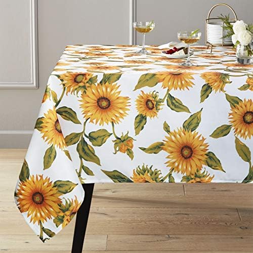 Colorbird Sunflower שולחן מפות עמידה במים עמיד בפני שולחן מבד פוליאסטר אטום לקישוט שולחן שולחן סעודות, מלבן/מלבני, 60 x 102 אינץ '