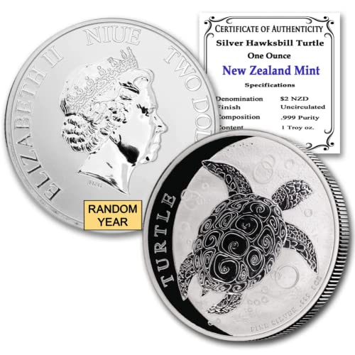 2013 - הווה 1 גרם ניויאני סילבר הוקסביל צב מטבע מטבע מבריק ללא מחזור עם תעודת אותנטיות 2 $ bu