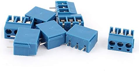 X-DREE 8PCS AWG 22-14 AC 300V 10A 3P PCB Mount Mount Brock Block Block Block (8 Unids AWG 22-14 AC 300 ν 10a 3p montaje en pcb tornillo bloque de terminales azul azul