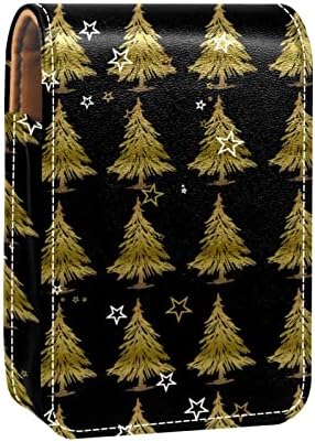שפתון מקרה עם מראה חמוד נייד איפור תיק קוסמטי פאוץ, חג המולד זהב עץ כוכבים רטרו