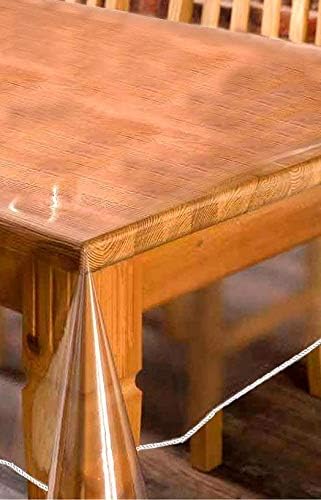 מגן מפת שולחן פלסטיק שקוף דלוקס עמיד למים שמן הוכחה הוכחה לשפוך בד שולחן ויניל ניתן לנגב לשולחן אוכל, שימושים חיצוניים ופנימיים