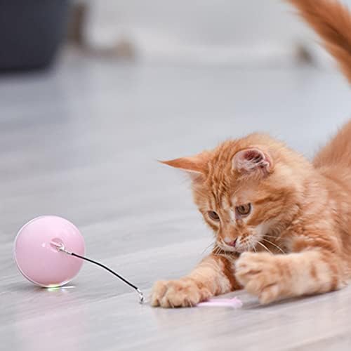 חתולי פלורבי כדור מסתובב LED חכם LED אוטומטי כיבוי חתולים כדור צעצוע עיוות ורוד