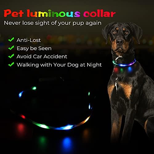 צווארון כלבים של יושנג LED, העיצוב המיוחד העמיד למים המיוחד ביותר LED צווארון כלבים נטען, צווארון הדלקת מתאים כלב בינוני גדול בטוח בלילה