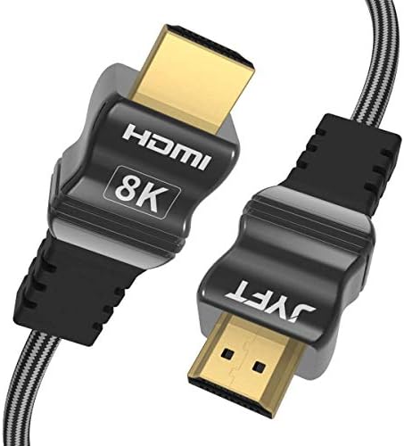 כבל Jyft HDMI 6FEET HDMI 2.1 עם כבל קלוע, וידאו 8K @ 60Hz Ultra HD, Ethernet & Audio Return, תמיכה באפל TV, Xbox, PS3, PS4, HDTV
