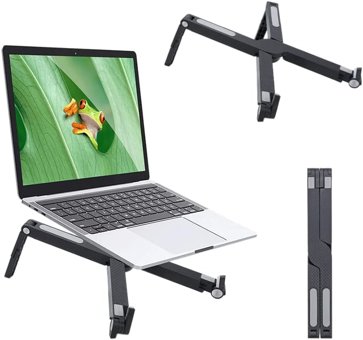 LEDGFA מחשב נייד גובה מתכוונן גובה מחשב מעמד מעלה מחשב נייד אנטי-החלקה ארגונומי לשולחן העבודה תואם ל- MacBook Air/Pro Lenovo HP Dell יותר מחשבים ניידים 10-17 אינץ ', שחור