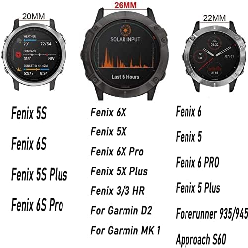 MOPZ 26 20 22 ממ סיליקון מהיר מהיר רצועת שעון רצועת רצועת Garmin Fenix ​​7x 6x Watch EasyFit Strap Strap