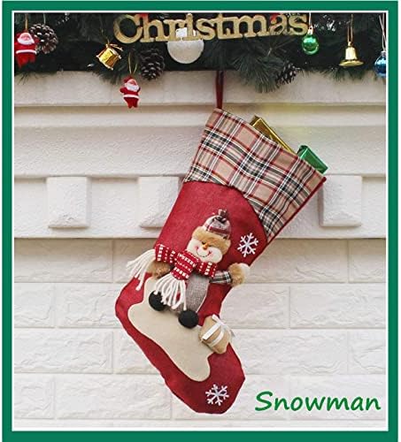 Tiandirenhe 18 3 יחידים מגרבי חג מולד מותאמים אישית, גרביים מותאמים אישית לחג המולד סנטה, איש שלג, איילים, משובץ/כפרי/בית חווה/קאנט