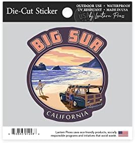 Die Cut מדבקה ביג סור, קליפורניה, וודי על החוף, מדבקה ויניל מתאר 1 עד 3 אינץ ', קטנה