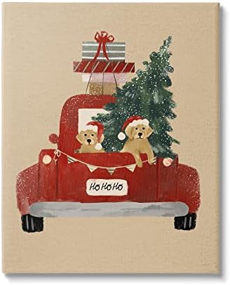 כלבי תעשיות סטופל חובשים כובעים חגיגיים משאית עץ חג המולד, עיצוב מאת לורה קונינדיק