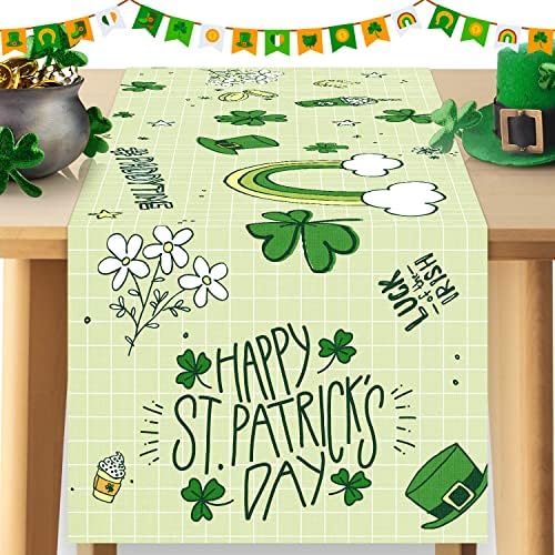 רץ שולחן יום פטריקס יום, Opawel Lucky Shamrock Shamrock Spring Spring Fooghy Findy Depor