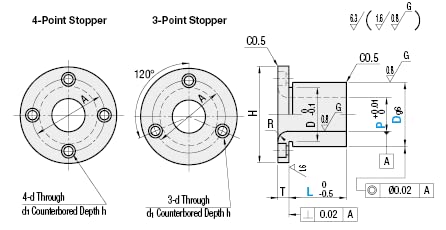 תותבי Witproton לאיתור סיכות SKS3-אוגנים עגולים, P או L סטנדרט, חורים 4 הרכבה JBY 8-40 ממ 1 pc