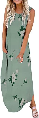 נשים מקרית שרוולים חולצת טי שמלה פרחוני הדפסת מעוקל מכפלת מקסי שמלה לנשים קיץ טנק שמלה מעל 50