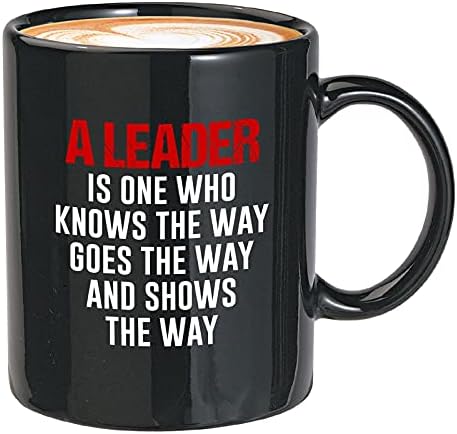 בועת חיבוקים מנהיגות קפה ספל-מנהיג הוא אחד שיודע את דרך-מוטיבציה עידוד הערכה מנהל בוס מקצוע 11 עוז שחור