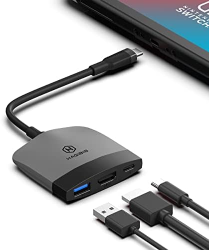החלף עגינה עבור Nintendo Switch OLED, Hagibis נייד טלוויזיה טעינה תחנת עגינה עם HDMI ו- USB 3.0 Dock Dock Dock Set סוג C ל- HDMI TV TV עבור MacBook Pro Air