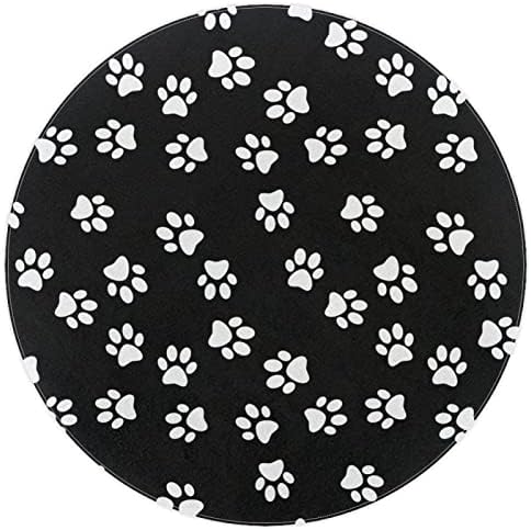 Llnsupply ילדים עגולים אזור משחק שטיח שטיח כלב לבן הדפסת רקע שחור כרית שטיח שטיח