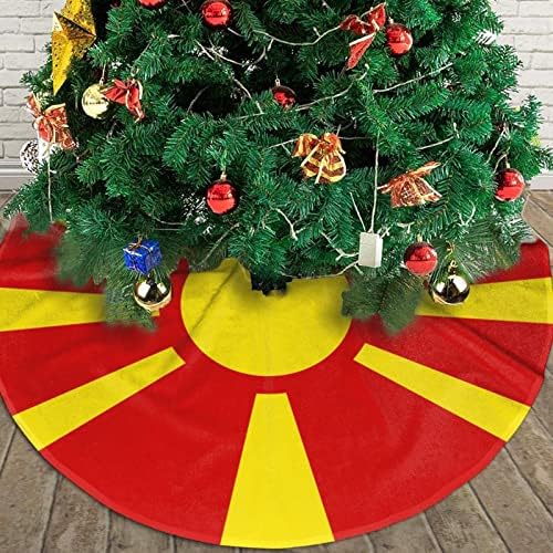 חצאית עץ חג המולד, מחצלת עץ דגל מקדונית בגודל 30-48 אינץ 'לקישוטים לחג המולד קישוטים למסיבת חג
