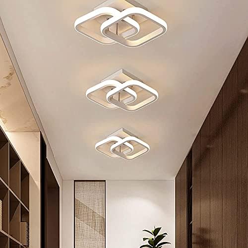 REYDELUZ תקרה תאורה מרובעת מודרנית LED אלומיניום לבן שחור שחור מנורות תקרה קטנות למסדרון מסדרון חדר שינה חדר שינה מטבח סלון 22W אור לבן אור חם