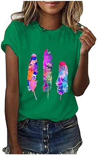 חולצות ירוקות לנשים 2023 רטרו גרפיקה חולצה חולצות פרפר חמודות חולצות שרוול קצר
