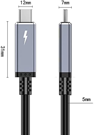 Trebleet 10ft USB4 כבל תואם ל- Thunderbolt 3 כבל 20 ג'יגה -ביט לשנייה, 100W, TB3 ל- TB3 זכר לחוט הזכר, עבור TB 3 Hub, מתאם, מכשירים, 20V/5A