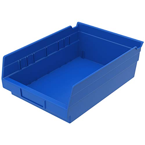 Akro-Mils 30088 קינון פלסטיק Shelfmax Storage Box Box ,, Blue & 30150 מארגן פלסטיק ופחי אחסון