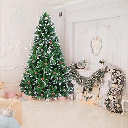עץ חג המולד שננגשי 6ft 920 ענפים ריסוס נוהרים עץ לבן בתוספת חרוט אורן, ירוק