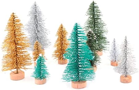 Veemoon מיני חג המולד עץ חג עצים שולחני עצי סיסל מלאכותיים עץ חג המולד עץ עץ עם עץ עץ בקבוק בקבוק עצי מיני סיסל עצי חג המולד