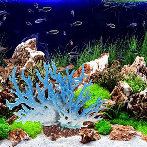 מלאכותי אלמוגים קישוט מתחת למים ים צמחים קישוטי קרפט שרף אקווריום צמחים אלמוגים דגי טנק קישוטי אקווריום נוף כחול