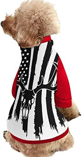 מצחיק ציד איילים וינטג 'ארהב הדפס דגל דפוס חיית מחמד סווטשירט עם סרבל סוודר פליס לחתול כלבים עם עיצוב