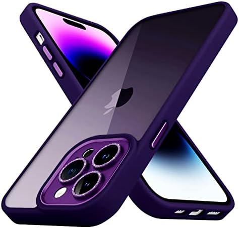 Tharlet Crystal ברור מעוצב לאייפון 14 Pro Max Case מסגרת גב קשה צלול קשיח מכסה עדשת מצלמה שחור אטום זעזוע מסגרת אחיזה רכה רזה