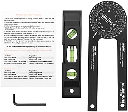 אלומיניום מיטר מסור פלטטור, GetLitool 7 אינץ 'Finder Finder Practractor, לייזר לייזר מדויק זווית זווית מדידה כלי מדידה עם מד ברמה לעיבוד עץ, אינסטלטורים, בית DIY