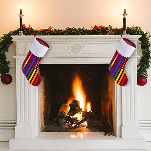 דגל קשת הומואים אמריקאים גאווה גאווה אדומה לחג חג המולד קישוטי הבית לקישוטים לבית עץ חג המולד גרביים תלויים