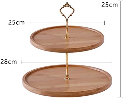 עמדת קינוח עגול עגול עגול 2-3 במבוק, חטיף עוגות פיצוחים פירות פירות מנות ראשונות מאפה שכבתי מגש למסיבת תה, מקלחת כלה, אירוע קייטרינג לחתונה (צבע: עץ A, גודל