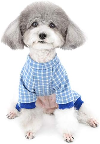 זונה כלבים פיג'מה סרבל לכלבים קטנים משובצים חורפים סרבלים חמים סרבלים כותנה רכה גור שינה ללבוש בגדים דפוס פרח חיננית פיג'מה מחמד סוודר מקורה Apaprel Chihuaua תלבושות כחולות
