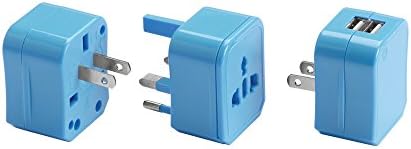 ערכת תקע מתאם של לואיס נ. קלארק עם מטען USB כפול, כחול, גודל אחד